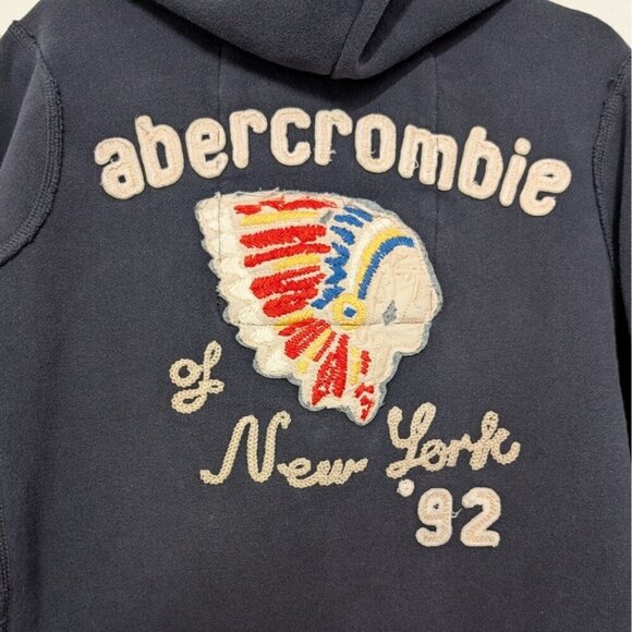 Abercrombie Fitch Indian Head Muscle Hoodie Kids Size XL Blue Hooded Sweatshirt - Picture 10 of 13